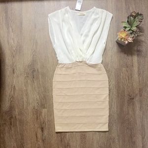 NEW White & Tan Dress Size Small